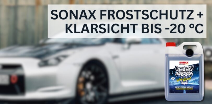 SONAX Winterbeast Antifrost+Klarsicht bis -20 °C – Klare Sicht und Schutz bei eisigen Temperaturen - SONAX Winterbeast Antifrost+Klarsicht – Zuverlässiger Scheibenreiniger bis -20 °C