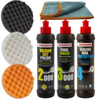 Menzerna Polituren u. Wachs + PP Polierpad Set 180mm...